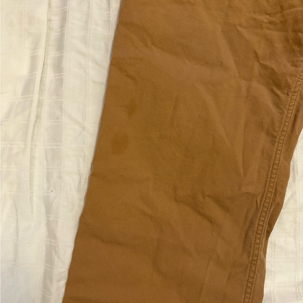 Carhartt Relaxed Fit Work Pants 36x30 Khaki Canvas Carpenter Stretch - Picture 2 of 4